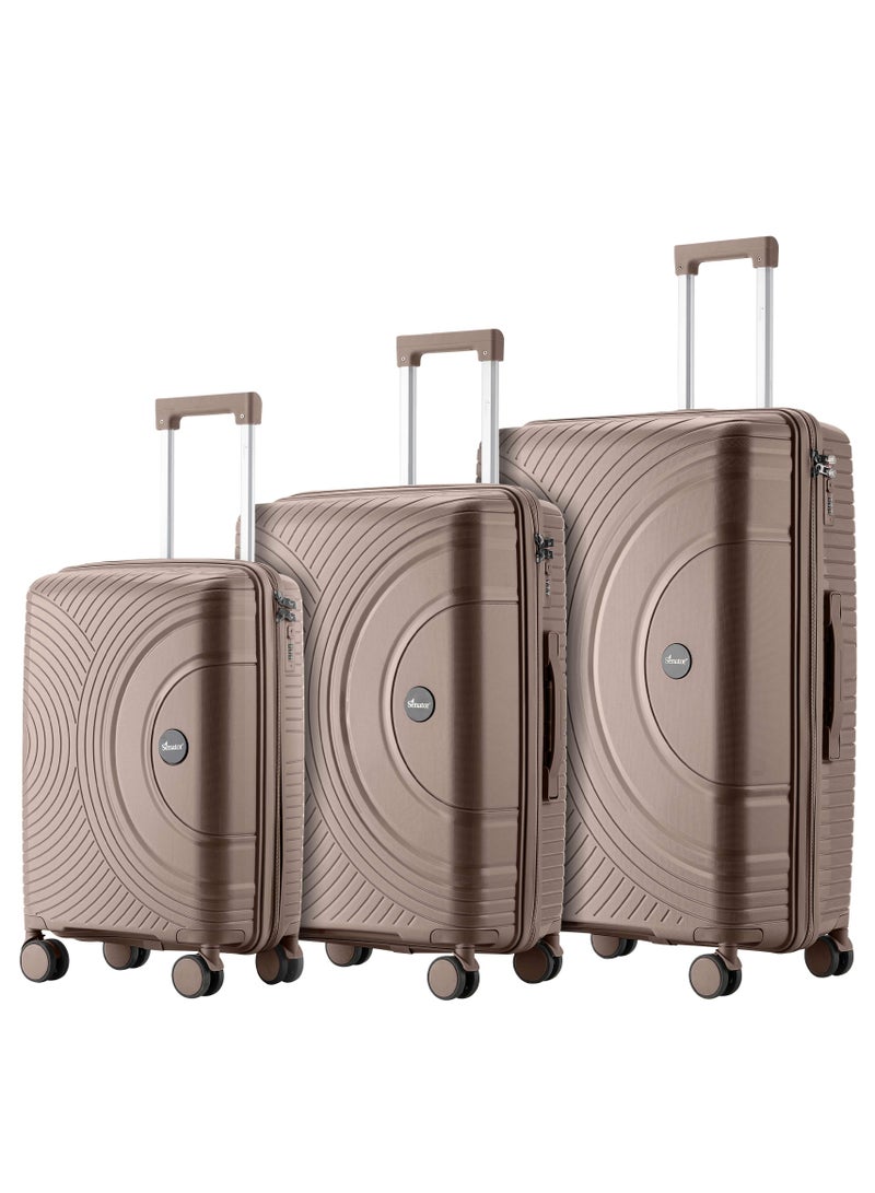 SENATOR Unisex PP Fashion Trolley Luggage Set Lightweight Hard-Shell Spinner luggage with 4 Double Spinner Wheel and 3-Digit Combination Lock KH1010 Khaki - Image 1